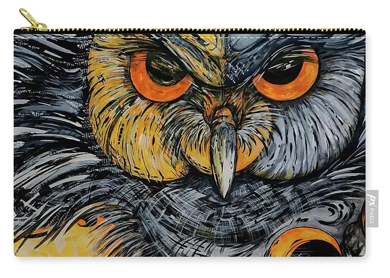 Un Great Horned Owl - Zip Pouch