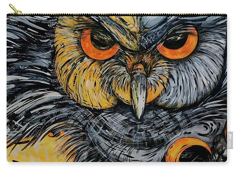 Un Great Horned Owl - Zip Pouch
