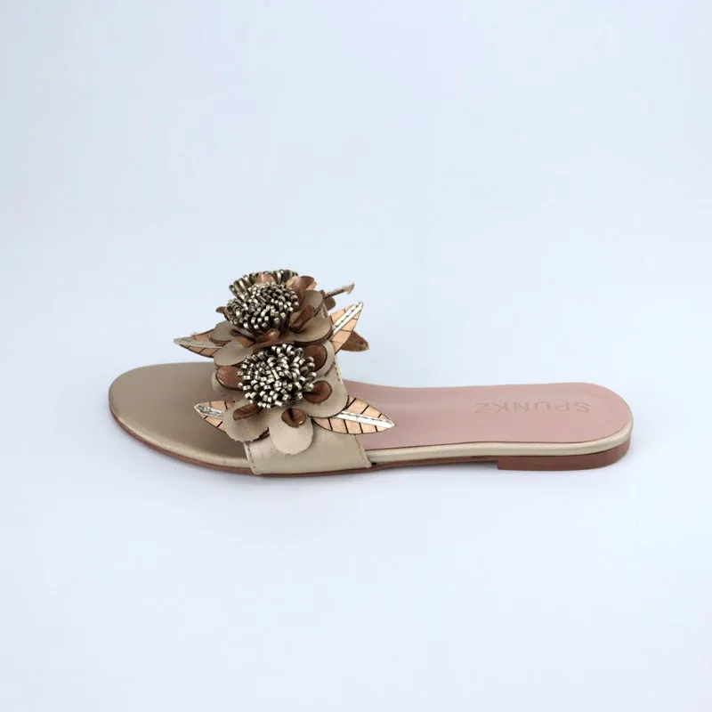 Women Floral Decor Flat Statement Slides