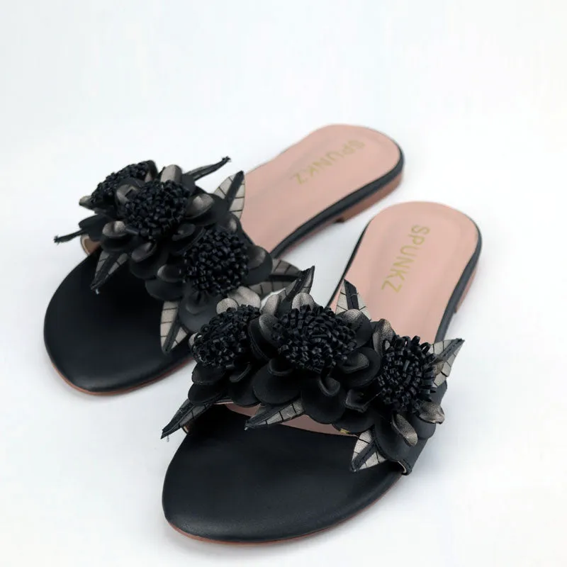 Women Floral Decor Flat Statement Slides