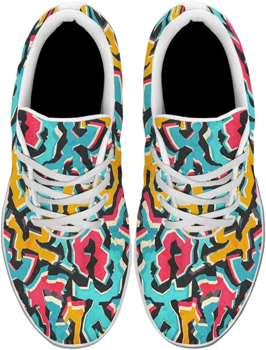 Women Men Colored Graffiti Grunge Shoes Personalited 3D Print Running Shoes Athletic Tennis Sneakers