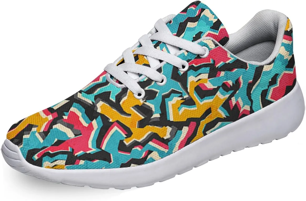 Women Men Colored Graffiti Grunge Shoes Personalited 3D Print Running Shoes Athletic Tennis Sneakers