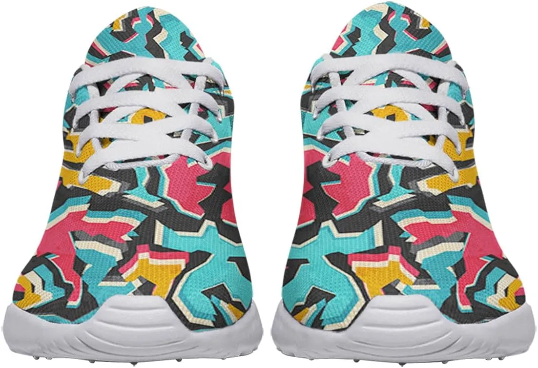 Women Men Colored Graffiti Grunge Shoes Personalited 3D Print Running Shoes Athletic Tennis Sneakers