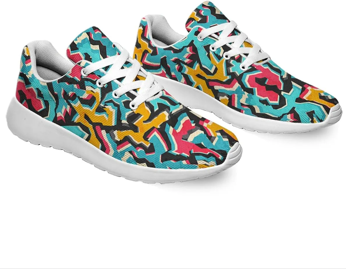 Women Men Colored Graffiti Grunge Shoes Personalited 3D Print Running Shoes Athletic Tennis Sneakers