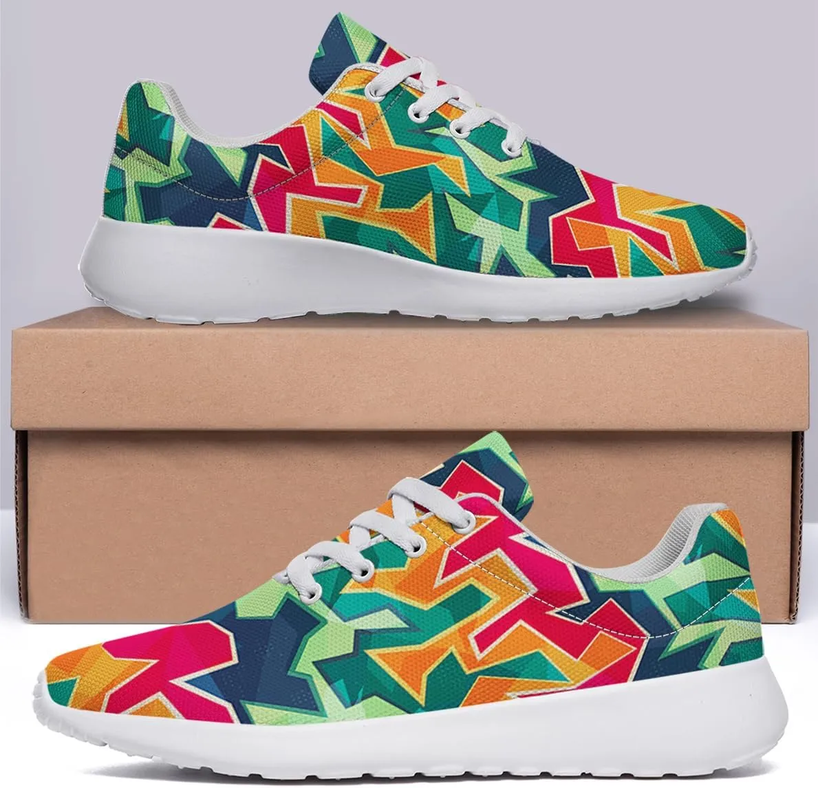 Women Men Colored Graffiti Shoes Personalited 3D Print Running Shoes Athletic Tennis Sneakers