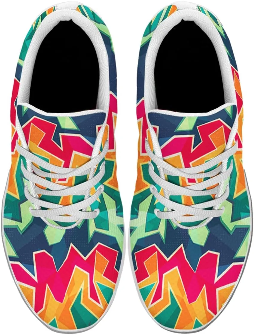 Women Men Colored Graffiti Shoes Personalited 3D Print Running Shoes Athletic Tennis Sneakers