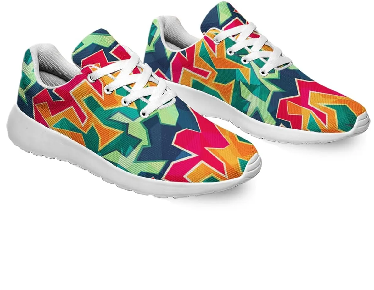 Women Men Colored Graffiti Shoes Personalited 3D Print Running Shoes Athletic Tennis Sneakers