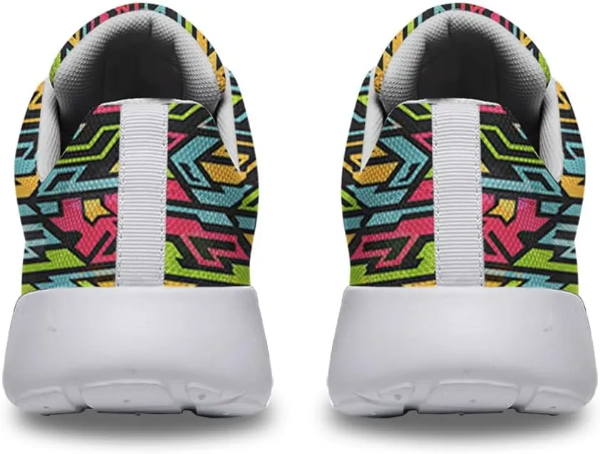 Women Men Colored Tribal Graffiti Shoes Personalited 3D Print Running Shoes Athletic Tennis Sneakers