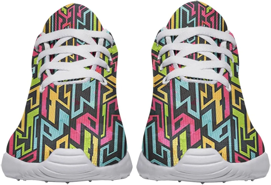 Women Men Colored Tribal Graffiti Shoes Personalited 3D Print Running Shoes Athletic Tennis Sneakers