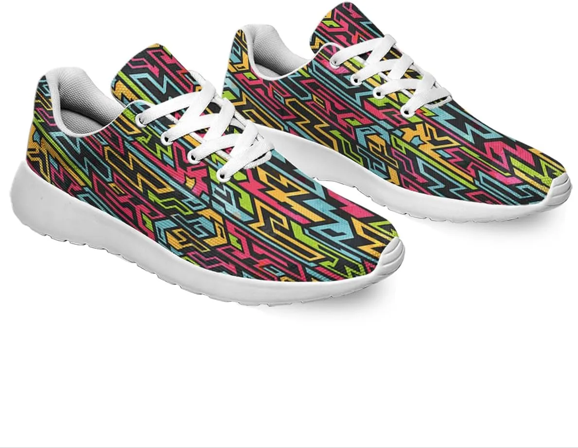 Women Men Colored Tribal Graffiti Shoes Personalited 3D Print Running Shoes Athletic Tennis Sneakers