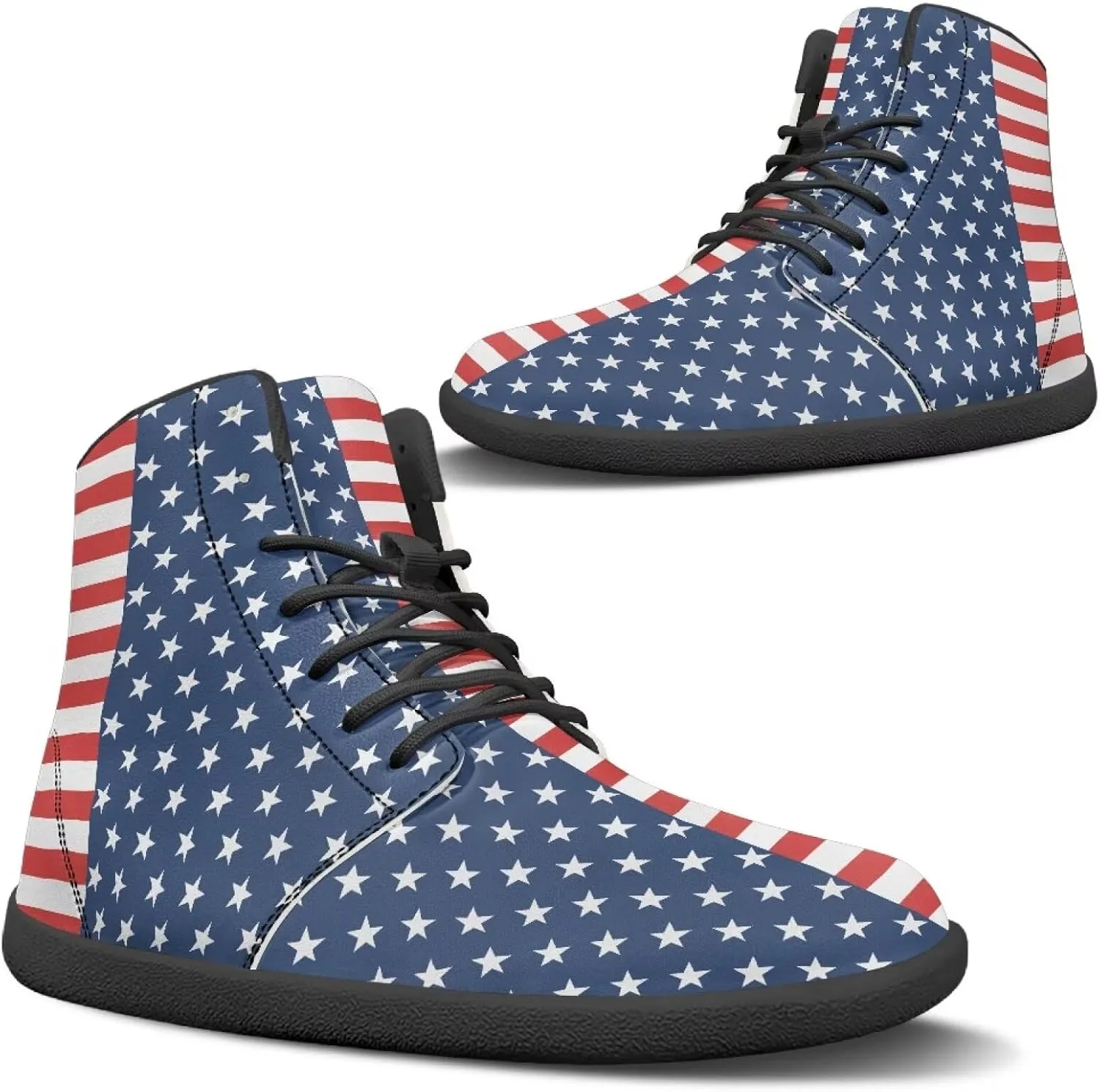 Women Men Running Shoes High Top Barefoot Sneakers Leather