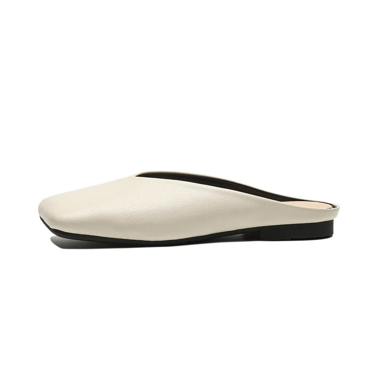 Women Minimalist Fashion Soft Leather Flat Mules