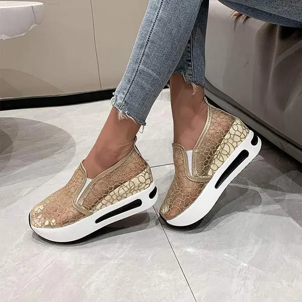 Women's Lace Mesh Platform Loafers 04543116C