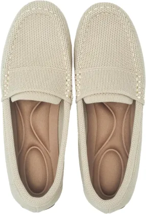 Women's Lightweight Knitted Loafers Casual Flat Shoes Comfortable Boat Shoes Flat Bottomed Breathable Shoes
