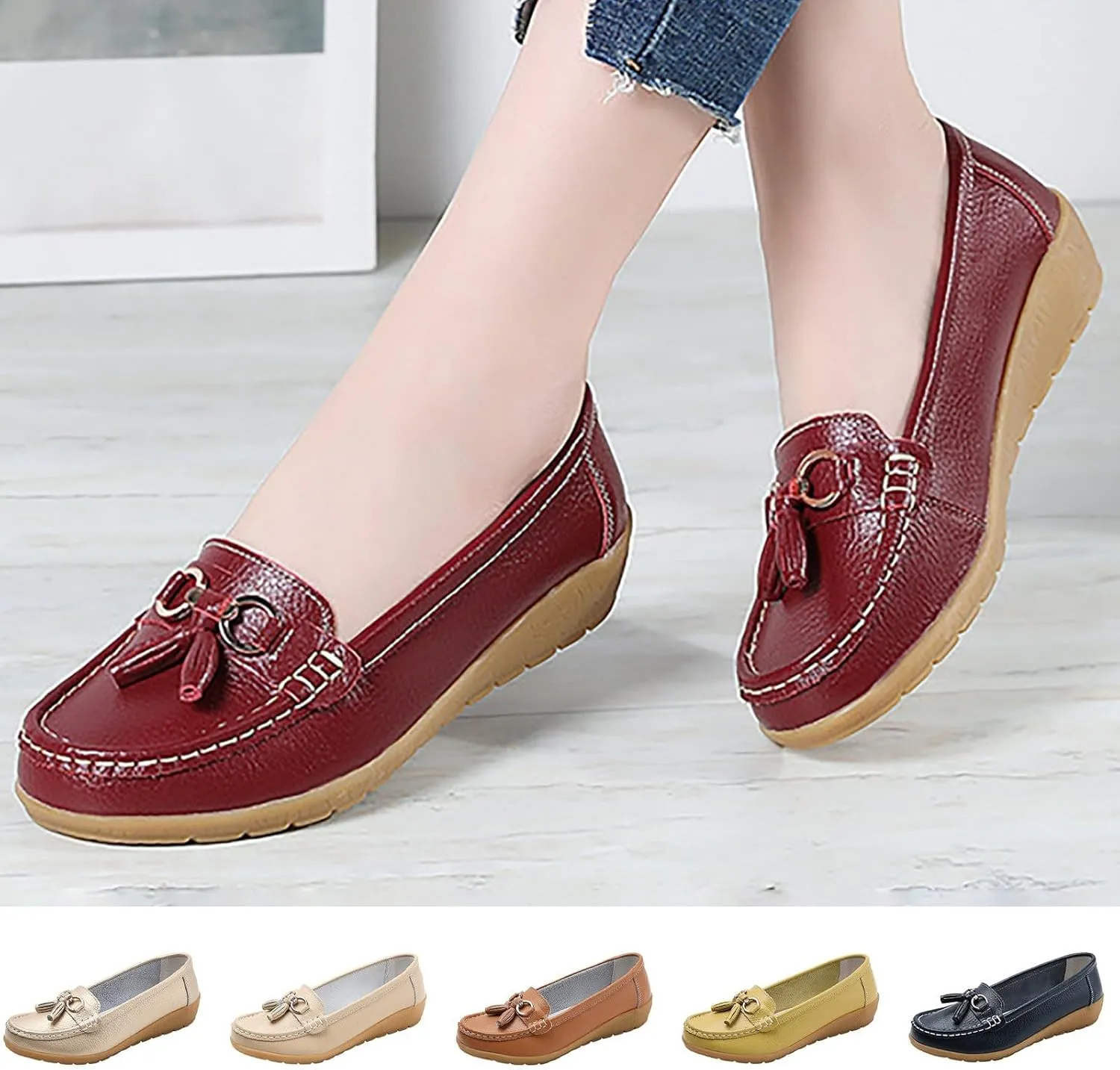 Womens Penny Loafers Comfortable Dressy Walking Shoes Breathable Driving Loafers Casual Slip On Shoes Arch Support