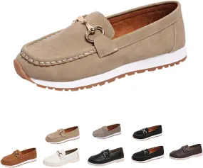 Women's Slip-On Loafers with Metal Chain-Comfortable Work Flats for Nurses&Teachers-Breathable Non-Slip Shoes for Women