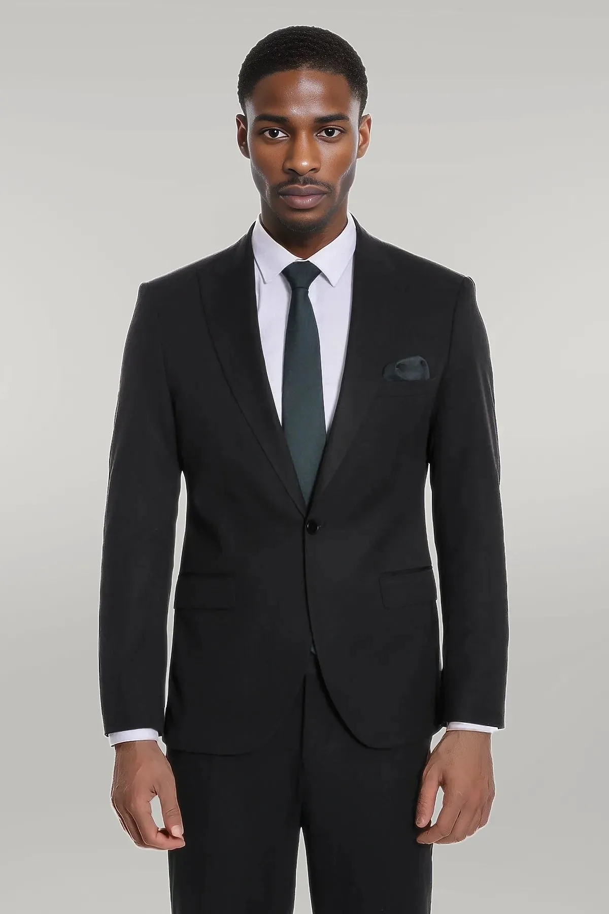 WSS Plain 2 Piece Slim Fit Black Men Suit  - Singen